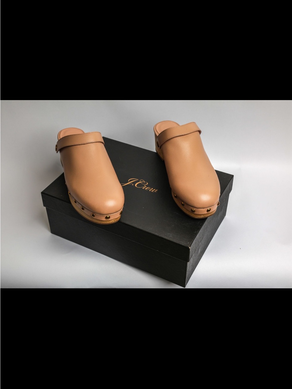 J. Crew Leather Tan Clog Mules with Studded Welt - Picture 2 of 4